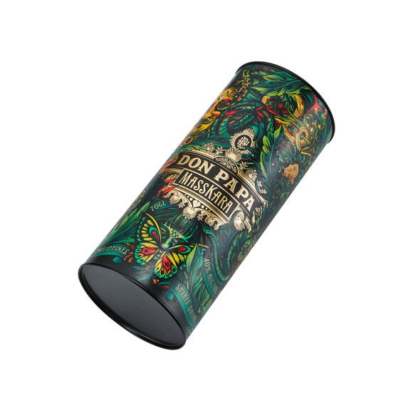 Custom Cylindrical Rum Bottle Box Manufacturer | Premium Paper Tube Packaging | With Mental Lid