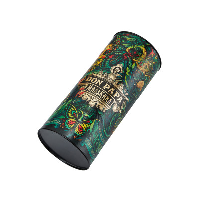 Custom Cylindrical Rum Bottle Box Manufacturer | Premium Paper Tube Packaging | With Mental Lid