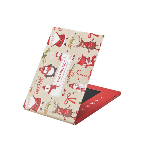 Günstige, individuell gestaltete Papierbox mit Bildschirm für Weihnachten, LCD-Papierbox mit Videowiedergabe, OEM-Unterstützung