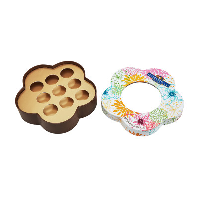 Custom Valentine's Day Chocolate Box | Rigid Cardboard Flower Shaped Packaging Box | Gold Coated Paper Card Insert