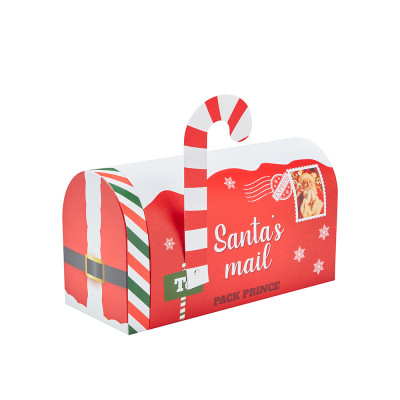 Custom Christmas Gift Box | Rigid Cardboard Mailbox Shaped Packaging Box with Lid | CMYK Printing Design with Matte Lamination