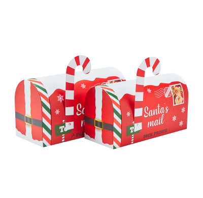 Custom Christmas Gift Box | Rigid Cardboard Mailbox Shaped Packaging Box with Lid | CMYK Printing Design with Matte Lamination