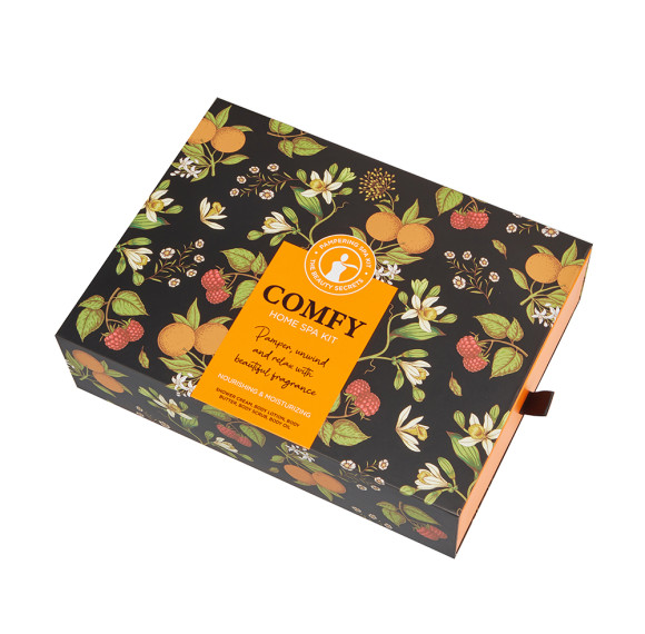 Luxury Floral Draw Box For Spa Kit | Custom Printed Rigid Packaging for Bath & Body