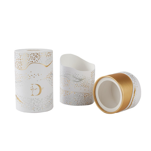 Custom Packaging Boxes | Rigid Paper Tube Candle Boxes | Eco-friendly Material with Gold Foil Stamping Design