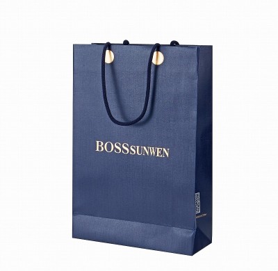 Custom Embossed Texture Luxury Paper Bags | Premium Apparel Packaging with Hidden Handles