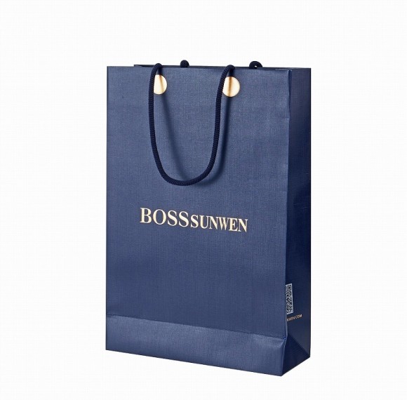 Custom Embossed Texture Luxury Paper Bags | Premium Apparel Packaging with Hidden Handles