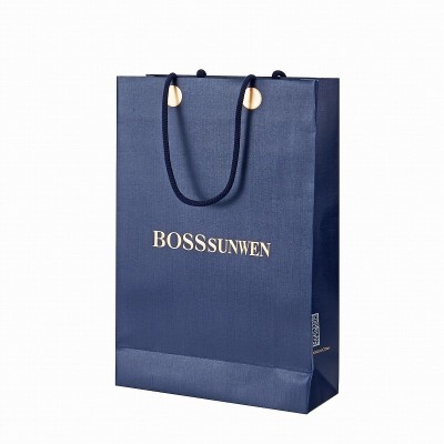 Custom Embossed Texture Luxury Paper Bags | Premium Apparel Packaging with Hidden Handles