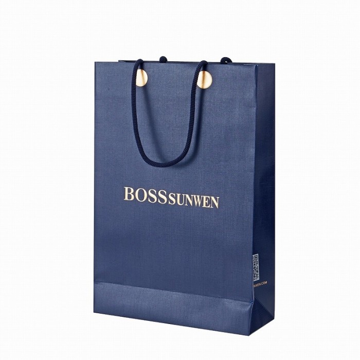Custom Embossed Texture Luxury Paper Bags | Premium Apparel Packaging with Hidden Handles