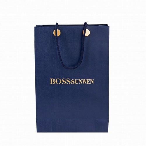 Custom Embossed Texture Luxury Paper Bags | Premium Apparel Packaging with Hidden Handles
