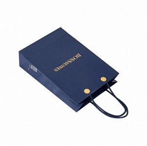 Custom Embossed Texture Luxury Paper Bags | Premium Apparel Packaging with Hidden Handles