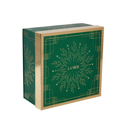 Custom Cosmetic Packaging | Luxury LA MER Rigid Gift Box | Gold Foil Stamping Embossed Logo Design