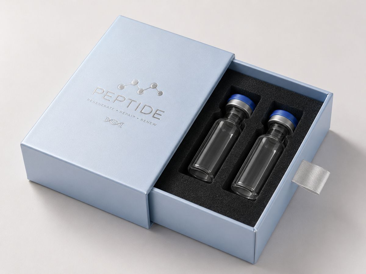 Affordable folding carton peptide packaging box with custom printing