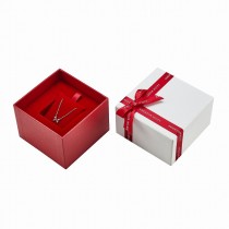 Custom Textured Lid and Base Necklace Gift Box with Ribbon Bow