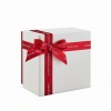 Custom Textured Lid and Base Necklace Gift Box with Ribbon Bow