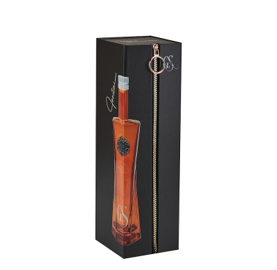 Creative Double-Door Folding Wine Box with Zipper Closure & Gold Foil Logo
