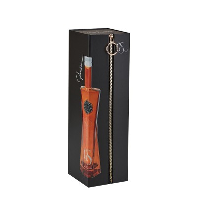 Creative Double-Door Folding Wine Box with Zipper Closure & Gold Foil Logo