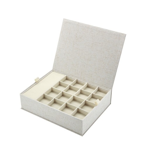 Luxury Fabric Texture Jewelry Box with Double-Layer Insert