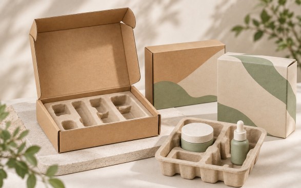 Optimized sustainable luxury packaging with paper-based insert