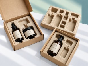 Molded fiber packaging insert fitted around product