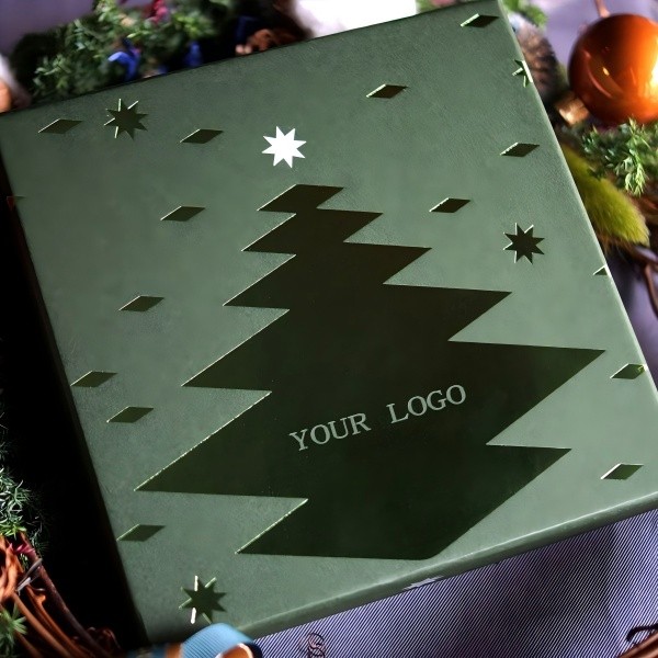 Eco-friendly christmas gift box with paper-based insert and kraft wrap