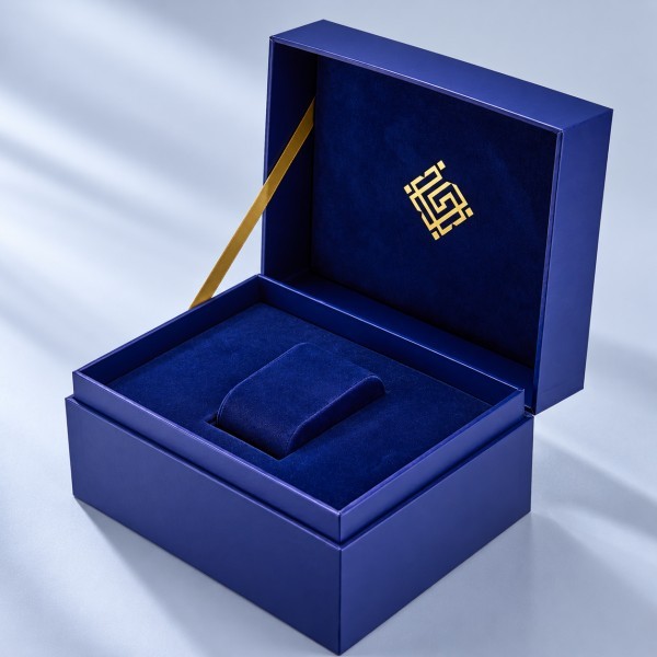 Custom hinged-lid luxury presentation box with fitted interior