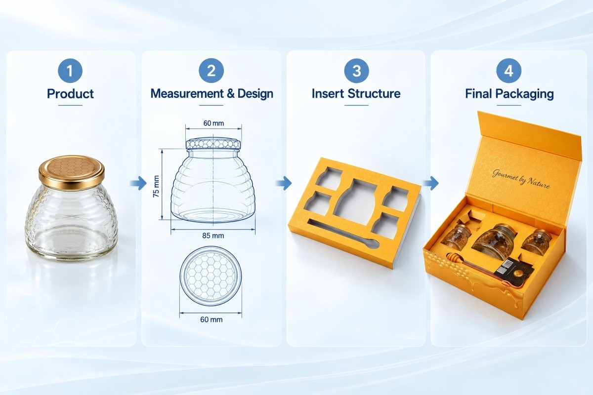 Custom packaging insert engineering based on product dimensions