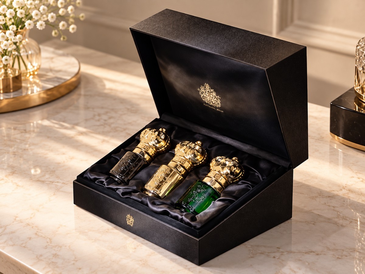 Custom insert developed for a heavy glass perfume bottle