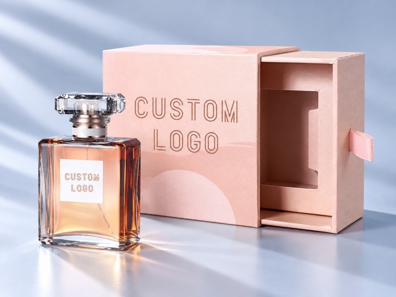 Sustainable luxury perfume packaging with paper based bottle insert