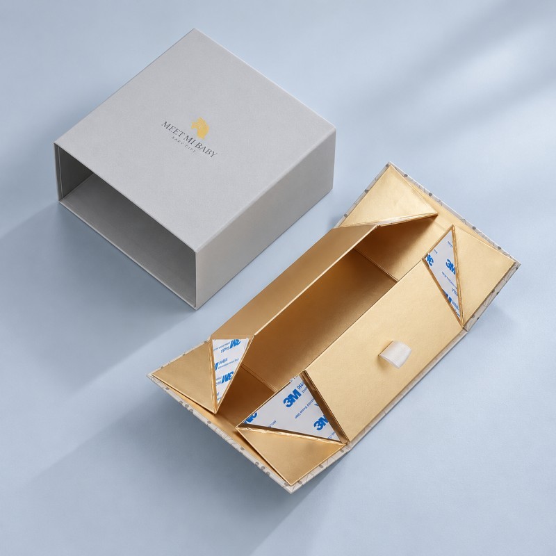 Foldable rigid lid and base gift box