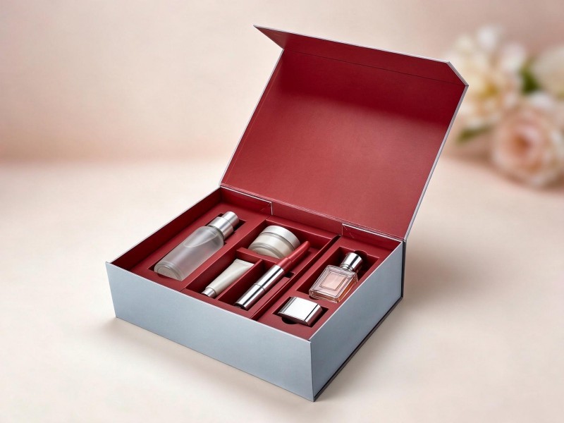 Magnetic folding rigid box for cosmetics and skincare