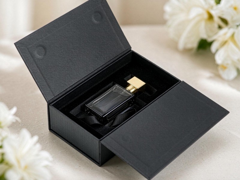Custom folding rigid packaging for perfume and fragrance