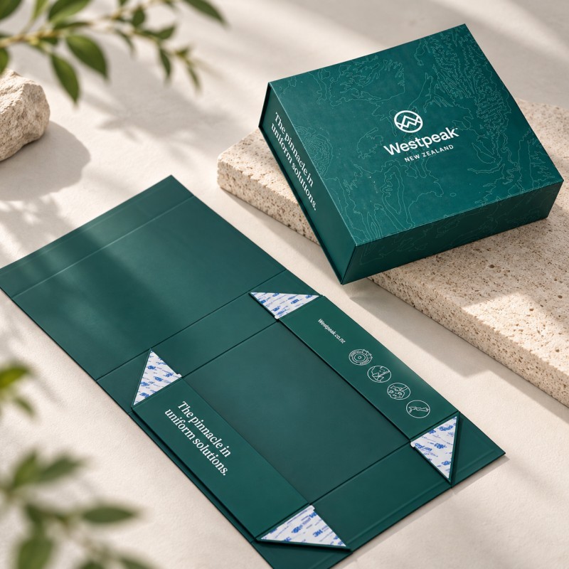 Collapsible folding rigid box for sustainable packaging
