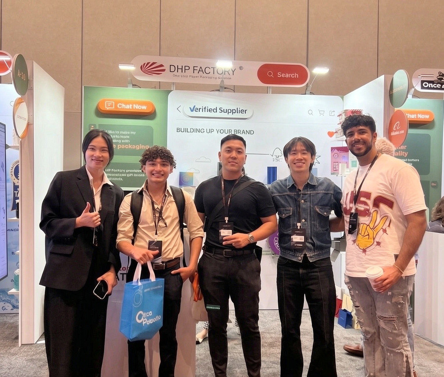 DHP Boxes team exhibiting at Alibaba.com Co-Create 2024 Summit in Las Vegas, booth A30