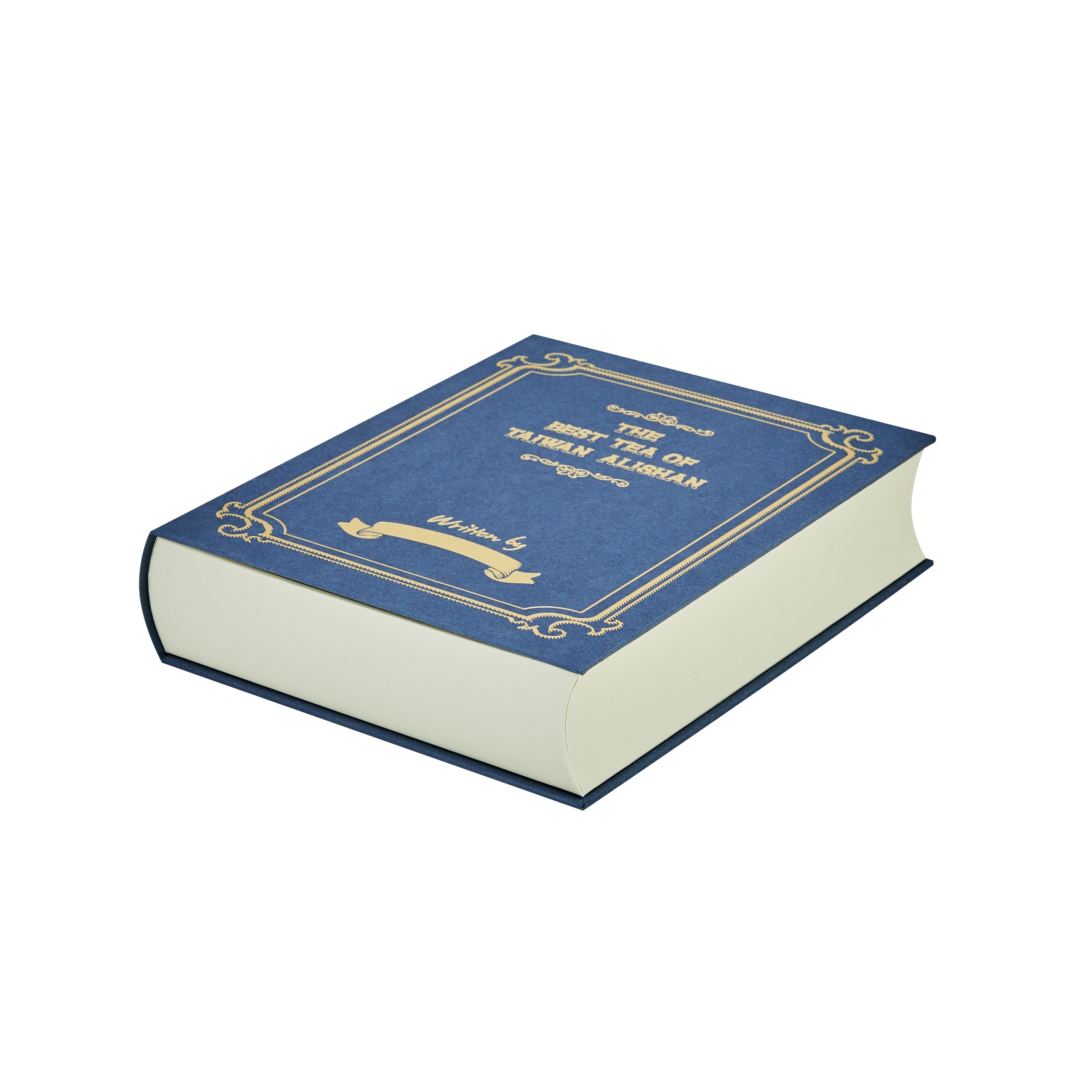 Custom magnetic book shaped tea gift box with gold foil stamping