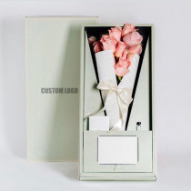 Custom Luxury Rose Gift Box with Embossed Logo and Ribbon