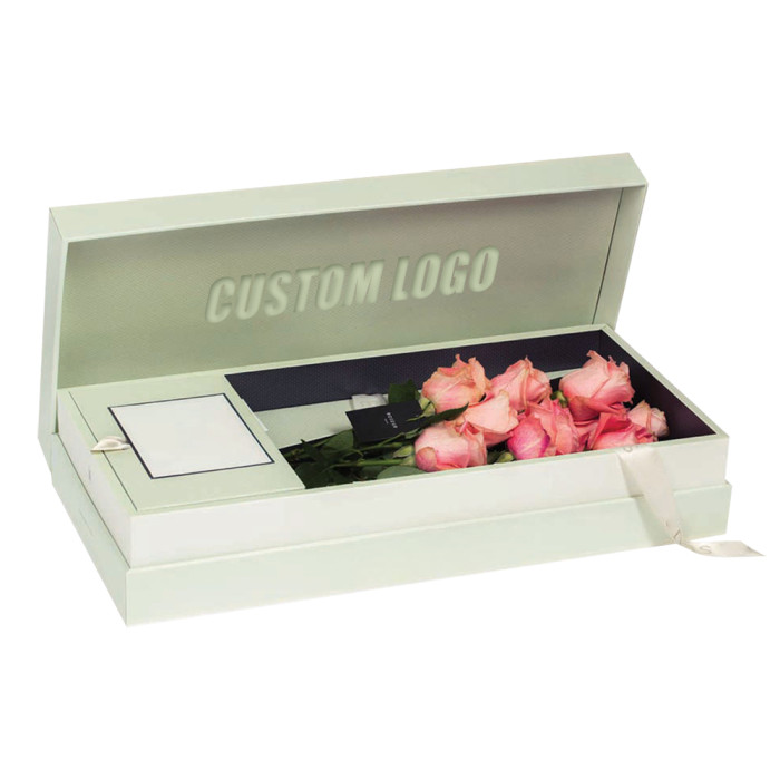 Custom Luxury Rose Gift Box with Embossed Logo and Ribbon