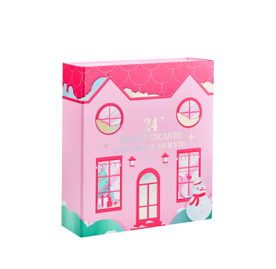 Custom Folding Rigid Christmas House Advent Calendar Box with 24 Gift Boxes