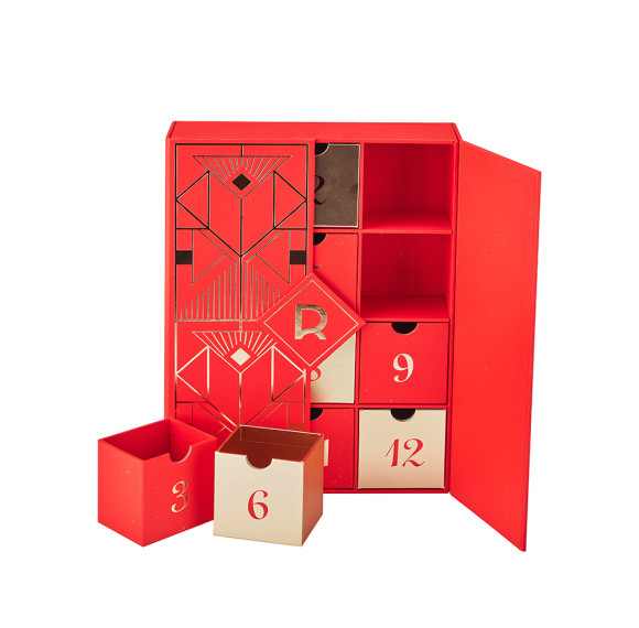 Custom 12-Day Double-Door Advent Calendar Box with Gold Foil