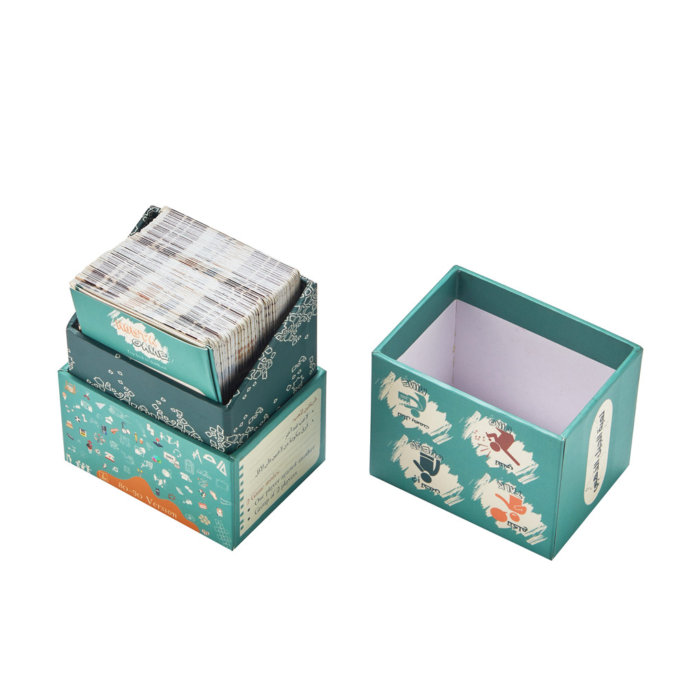 Open custom card game packaging with rigid greyboard holders for multiple playing card decks