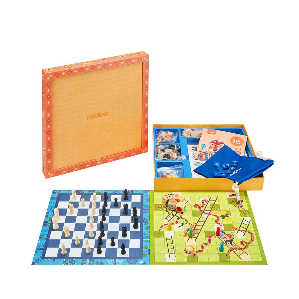 Custom printed lid-and-base rigid board game box with colorful educational game artwork.