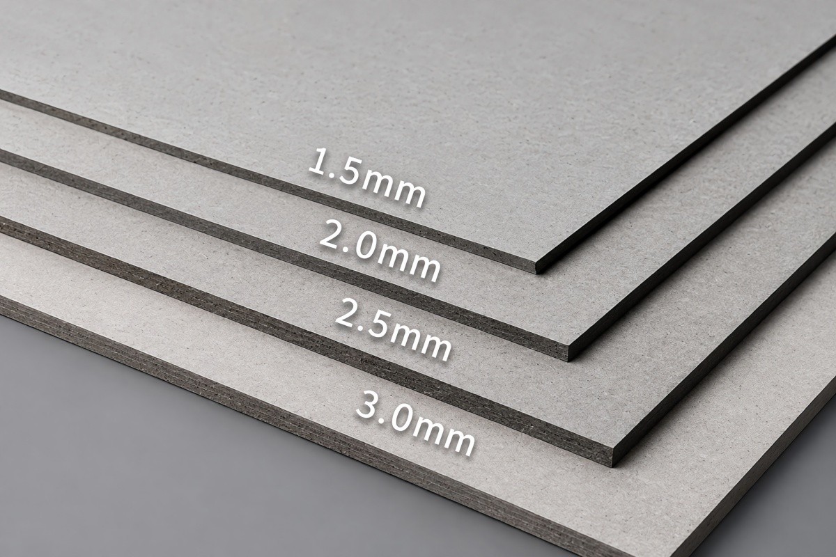 Comparison of greyboard sheets in different thicknesses for custom rigid box manufacturing