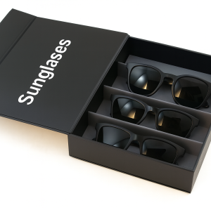 Custom Sunglasses Box | Rigid Cardboard Book Shaped Magnetic Box | Spot UV Embossed Logo