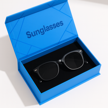 Custom Sunglasses Box | Rigid Cardboard Book Shaped Magnetic Box | Spot UV Embossed Logo