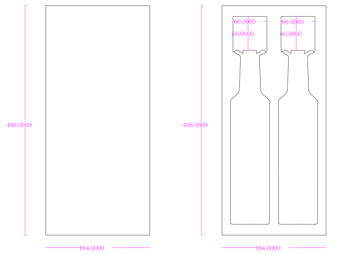 Wine bottle die-line diagram