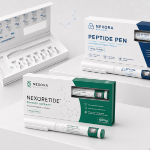 Custom Rigid Peptide Packaging Box with EVA Foam Insert | Clear PVC Window
