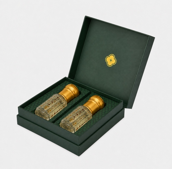 Custom Double Door Attar Perfume Box | Luxury Magnetic Closure Fragrance Packaging