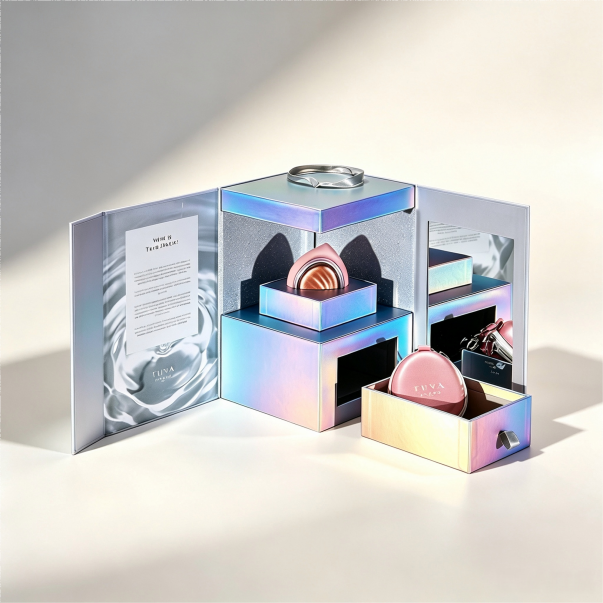 Luxury cosmetics skincare rigid box with custom insert