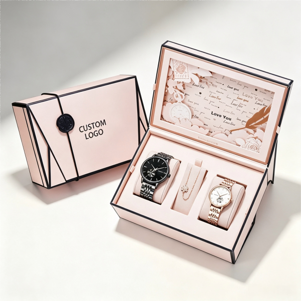 Custom jewelry and watch rigid packaging with velvet insert
