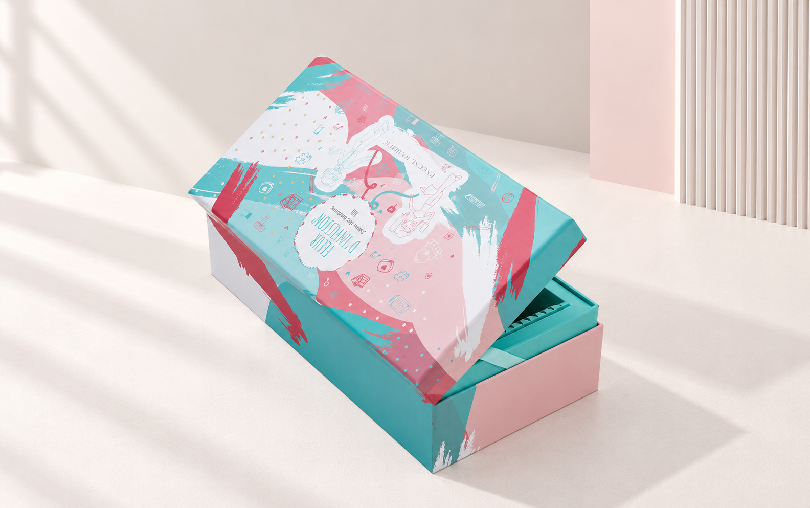 Paper-based insert inside luxury cosmetic packaging
