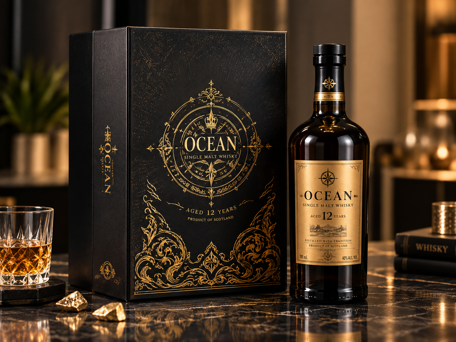 Limited edition luxury spirits packaging box